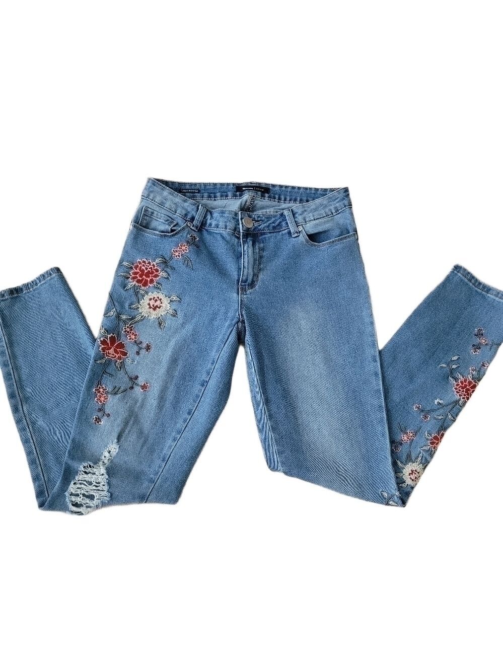 Floral Embroidery Jeans curvy jegging low rise size 28 - Picture 5 of 10